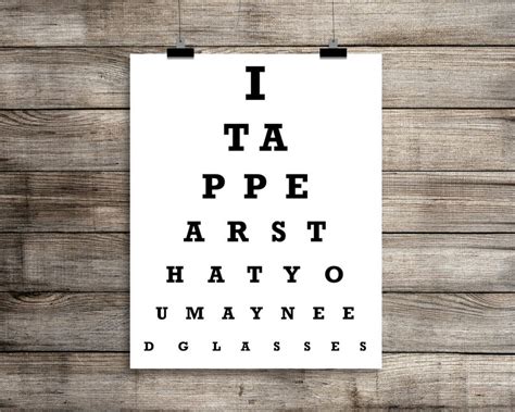 Funny Eye Chart Print It Appears That You May Need Glasses Etsy