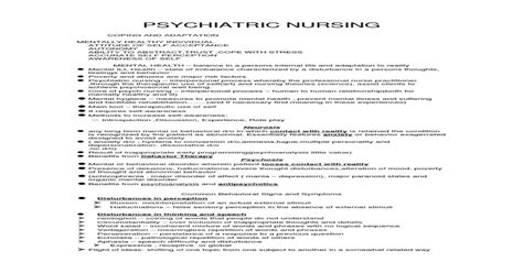 Psychiatric Nursing Notespdf