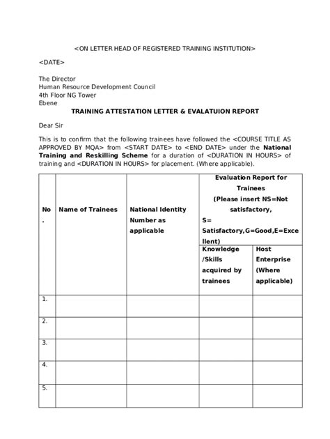 Annex 4 Ntrs End Of Training Attestation Letterdocx Doc Template