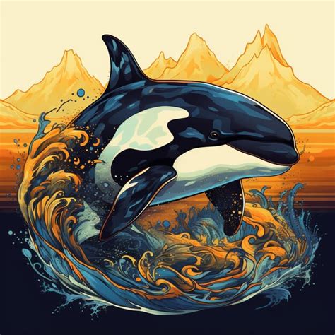 Premium Photo Illustration Of A Killer Whale Jumping Out Of The Water