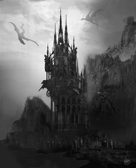 Zlyd Black And White Aesthetic Gothic Architecture Dark Castle Poster