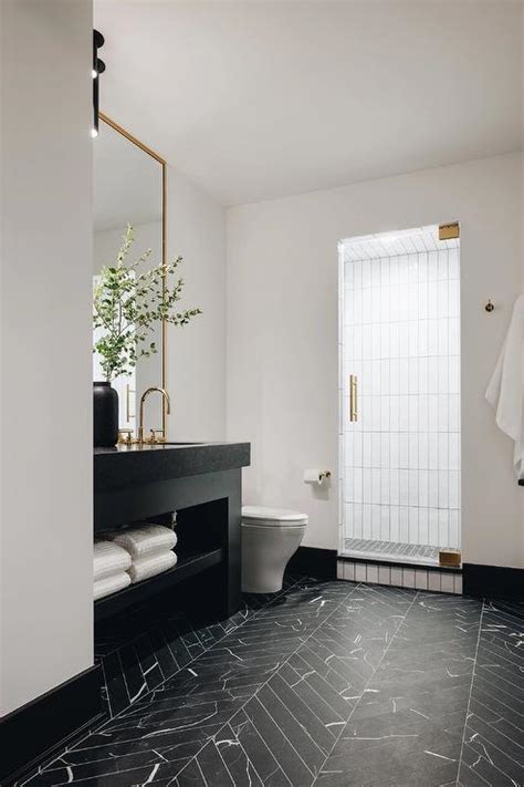 Black Marble Bathroom Floor