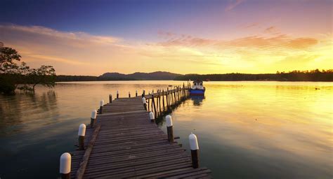 585654 Calm Clouds Dawn Dock Dusk Grass Idyllic Motion Blur