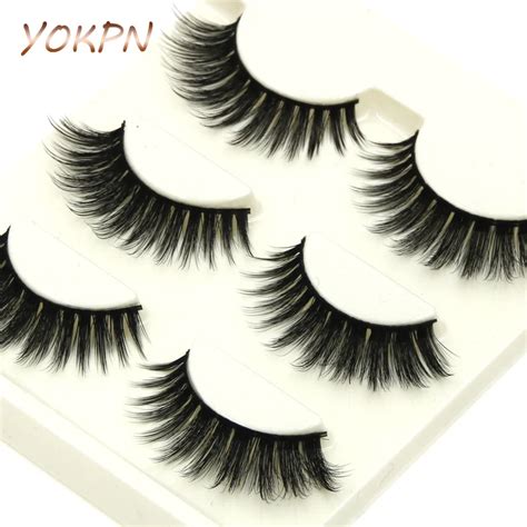 Yokpn False Eyelashes 3d Mink Natural Long Crisscross Thick Soft