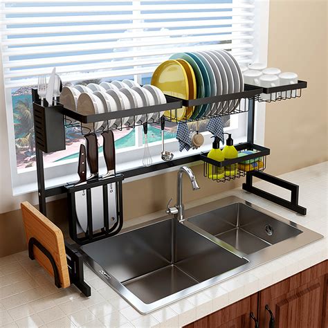 Pull out storage basket kitchen wire mesh sliding drawer cabinet organiser 350mm. Over the Sink Dish Drying Rack, Kitchen Sink Organizer Dish Rack Stainless Steel Over The Sink ...