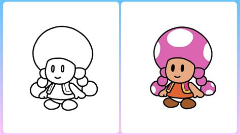 How To Draw And Color Super Mario Toadette Easy Step By Step Drawing Little Champs Art Youtube
