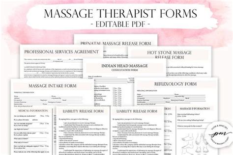 Editable Massage Therapist Business Planner Massage Business Customizable Massage Consent