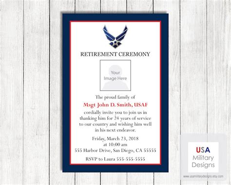 Air Force Retirement Ceremony Invitation Air Force Retirement Etsy