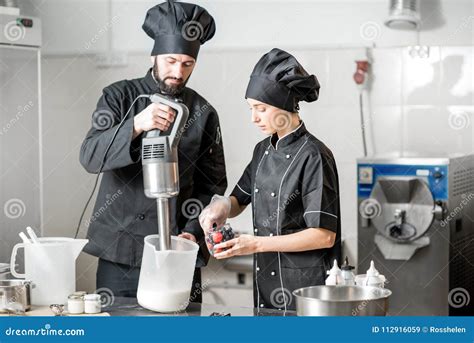 Chefs Making Ice Cream Stock Image Image Of Kitchen 112916059