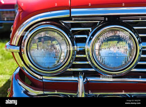 Classic Car Front Headlights On High Resolution Stock Photography And