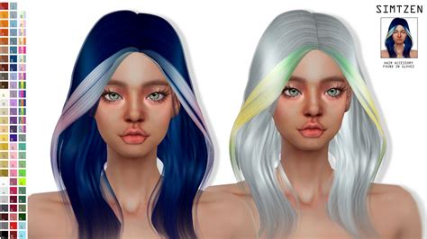 Download Sims 4 Cc Hair Accessories 2tone Roots Bangs Hair Dye