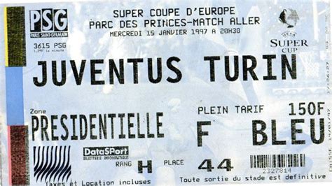 Juventus Psg Billets - PSG - Juventus 1-6, 15/01/97, Super Coupe d'Europe 96-97 - Histoire du #PSG