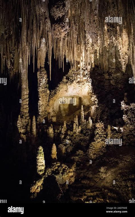 Cave Stalactites And Stalagmites In Carlsbad Cavern National Park New