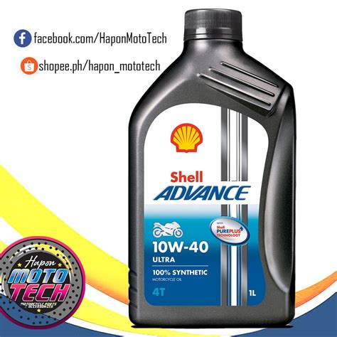 Shell Advance Ultra 4t 10w 40 Fully Synthetic Motorcycle Oil 1l With