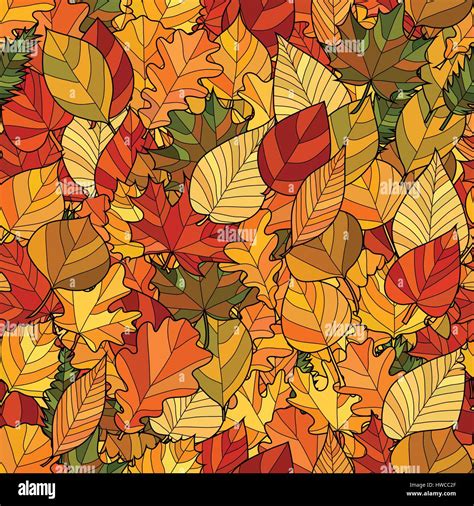 Abstract Doodle Autumn Leaves Seamless Pattern Stock Vector Image And Art