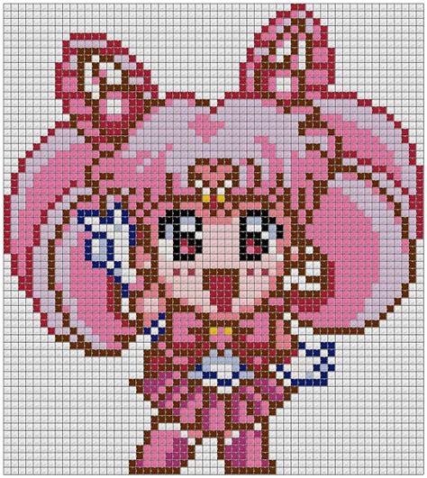 Sailor Chibi Moon Chibiusa Cross Stitch Pixel Pattern Moon Cross