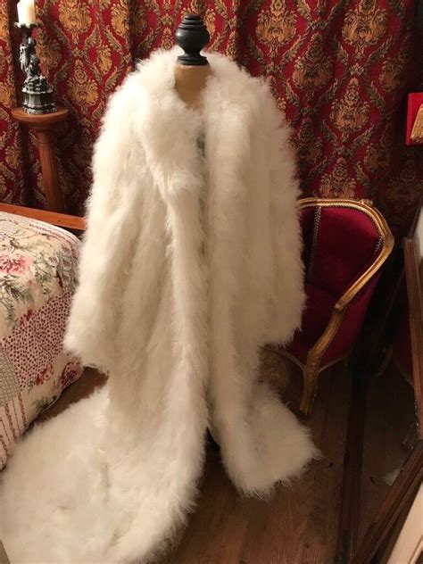 Full Length White Faux Fur Coat With Trail In Great Barr West