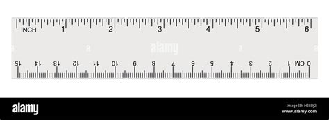 White Transparent Ruler Isolated Closeup Inch Centimetre Inches