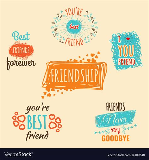 Best Friend Logos Set With Text Labels Royalty Free Vector
