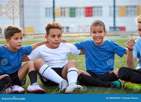 Little Kids Of Soccer Team Gathered Before The Tournament Final Match