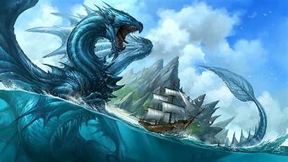 Dragon Sea Water Ship Attacking Giant Sandara