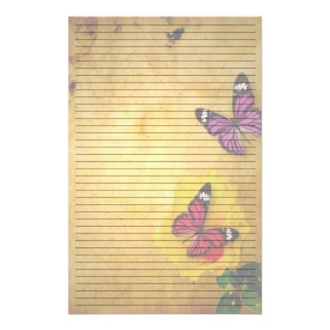 Retro Butterflies Lined Stationery Paper