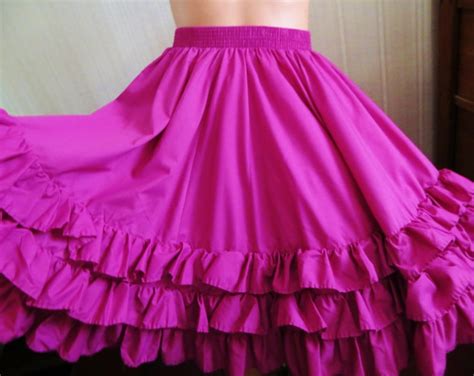 Vintage Square Dance Skirt Line Dance Rose Purple Pink Full Etsy