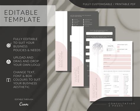 EDITABLE Waxing Consultation Form Bundle, Waxing Consent Forms, Waxing