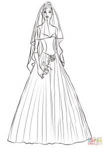 Bride coloring pages from 17 wedding coloring pages for kids who love to dream about. Bride with Rose coloring page | Free Printable Coloring Pages