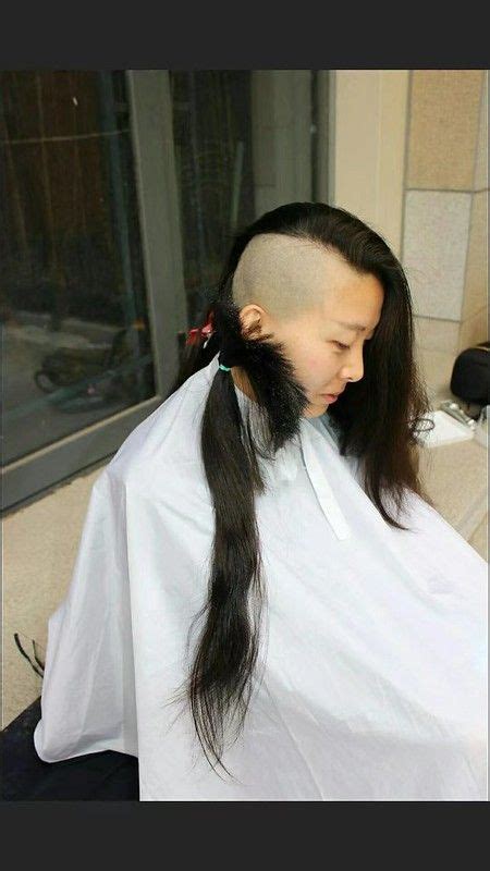 Fation Girls Headshave 27 Long Hair Ponytail Half Shaved Hair