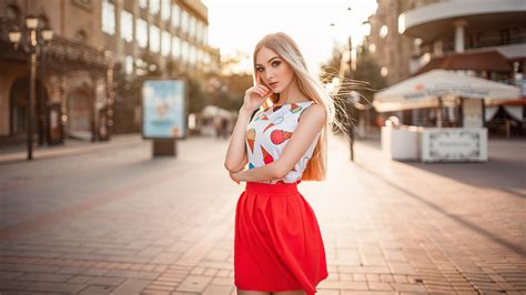 Women Blonde Sergey Shatskov Model Long Hair Women Outdoors Urban