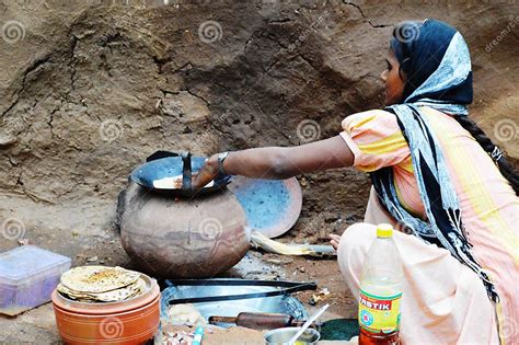 Girl Cooking Food In Village Editorial Stock Photo Image Of Dirty