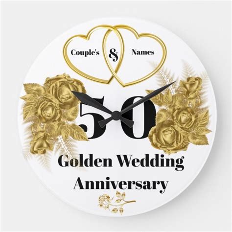 Choose your product potted or potted + gift wrapped. Personalized Golden Wedding Anniversary Gift Clock ...