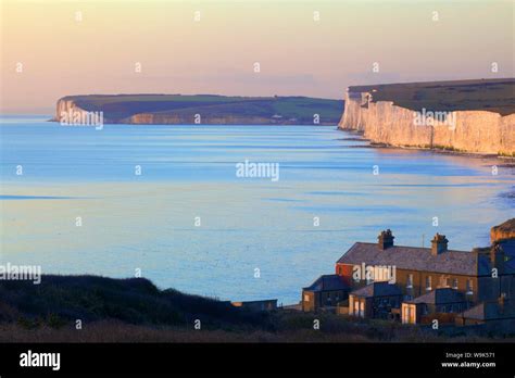 Seven Sisters From Birling Gap At Sunset South Downs National Park