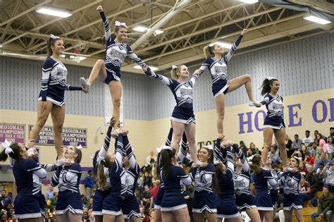 Marriotts Ridge Cheerleaders Compete During The Howard County