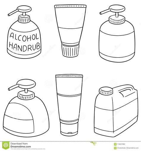 Vector Set Of Alcohol Hand Rub Stock Vector Illustration Of Object