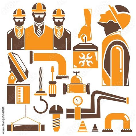 Engineering Set Orange Icons Stock Image And Royalty Free Vector