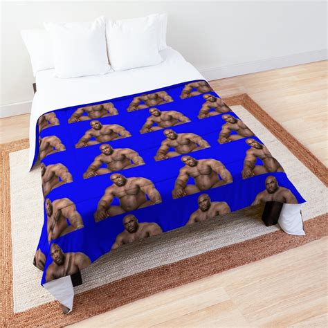 Barry Wood Sitting On Bed Dark Blue Background Comforter By