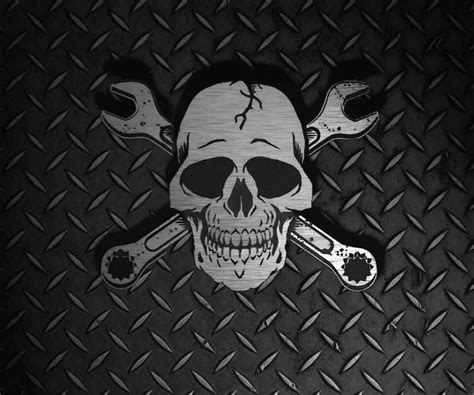 Diamond Plate With Skull N Tools Skull Skull Art Tool Tattoo