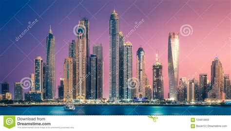 Dubai Marina Bay View From Palm Jumeirah Uae Editorial