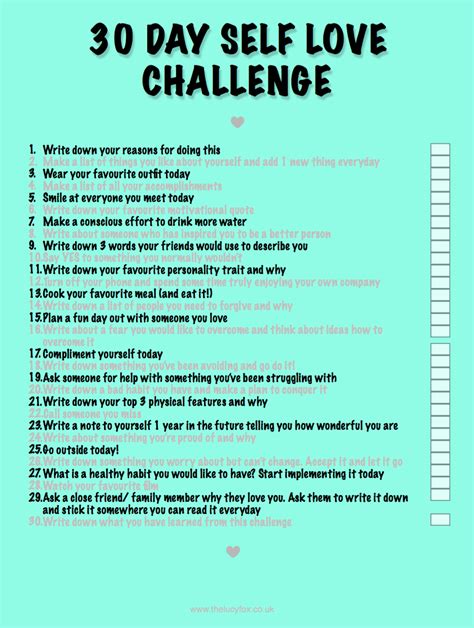 Lucys Journey 30 Day Self Love Challenge 30 Day Self Love Challenge