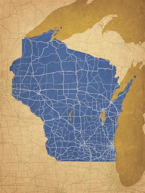 Wisconsin Map Art - City Prints