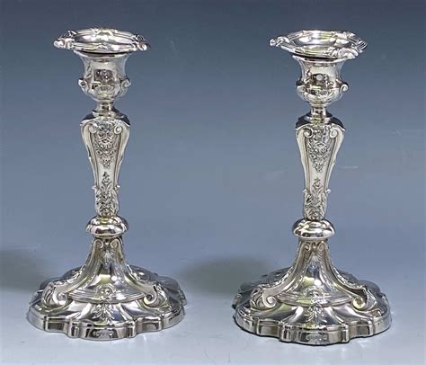 Pair Of Victorian Silver Plated Candlesticks Made In C1895 William