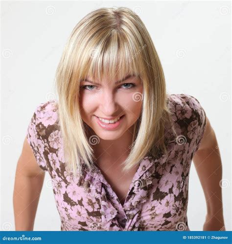 Crazy Young Blonde Woman Makes Squint For Fun Stock Image Image Of