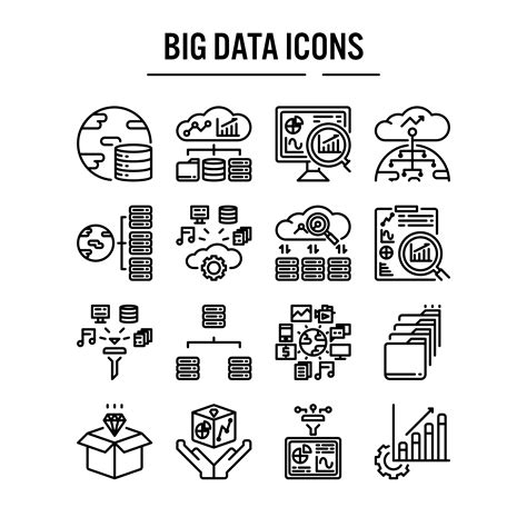 Big Data Icon Set In Outline Design 628571 Vector Art At Vecteezy
