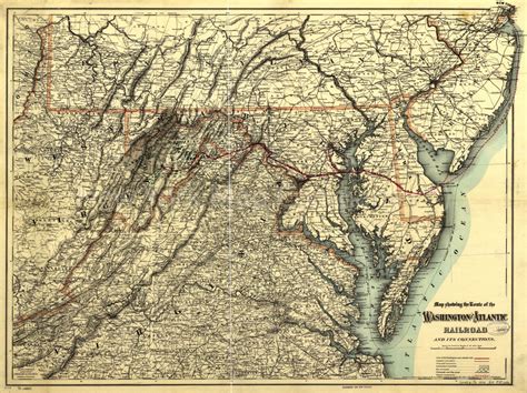 1883 Map Map Showing The Route Of The Washington And Atlantic Railroad