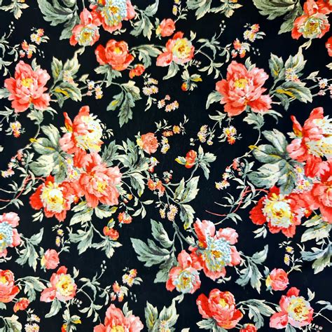100 Cotton Poplin Fabric Rose And Hubble Floral Print Etsy