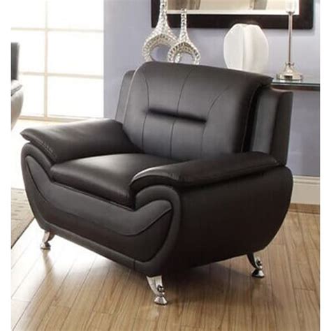 Shop Alice Black Faux Leather Modern Living Room Chair Free Shipping