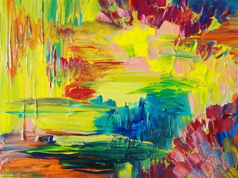 Abstract Acrylic Painting Bright Bold Color 16 X 20 Free