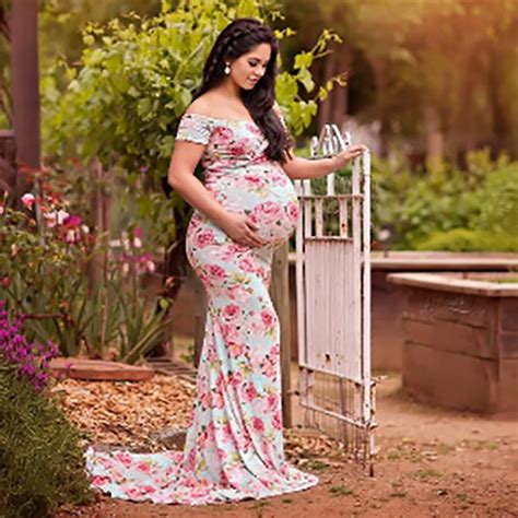 long beautiful pregnant women dress cute off shoulder maternity dress for photography retro